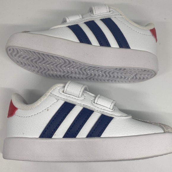 Adidas Kids’ VL Court 3.0 CF Sneakers Size 6K White/Navy/Red - Picture 8 of 12